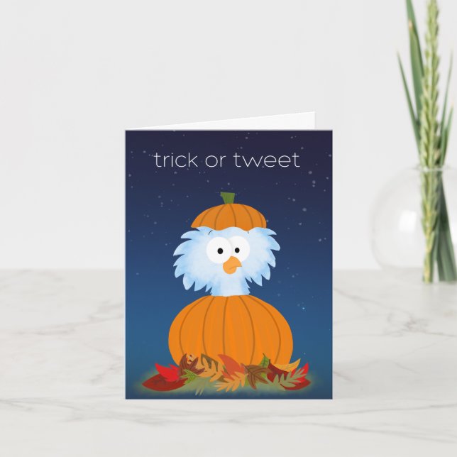 Cartão Trick or "Tweet" Halloween Bird card (Frente)