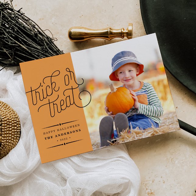 Cartão Trick ou Tratar Foto de Halloween (Criador carregado)