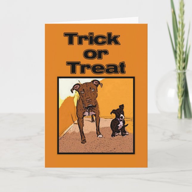 Cartão Trick ou Trate cães de Halloween felizes (Frente)