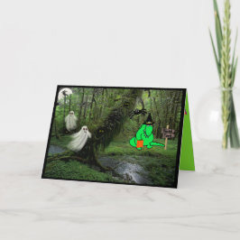 Cartão Trick & Treat Dinosaur On Funny Halloween Card