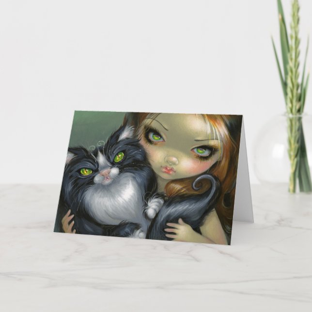 Cartão "Tricksy Tuxedo Cat" Greeting Card (Frente)