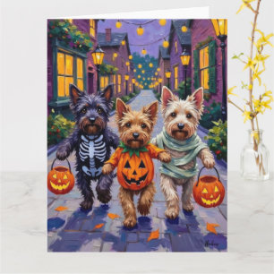 Cartão Tricôes de Skye Terrier no Halloween