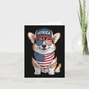 Cartão Tricolor Corgi 4 De Julho Dos Eua Flag Dog P