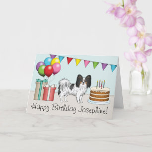 Cartão Tricolor Papillon Cachorro Feliz Aniversário Color