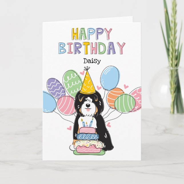 Cartão Tricolor Tibetan Terrier Festa de aniversário (Frente)
