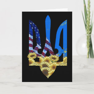 Cartão Tridente Ucraniano Girassol Bandeira Americana Ucr