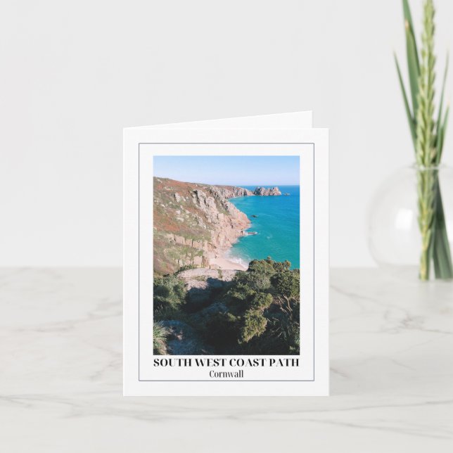 Cartão Trilha da Costa Sudoeste, Porthcurno, Cornualha (Frente)