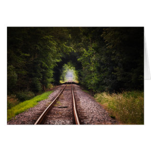 Cartão Trilhos de Trem Campo Nota de Foto Tranquila