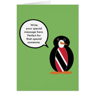 Cartão Trinidad Tobago falando Srta. Falando com Penguin