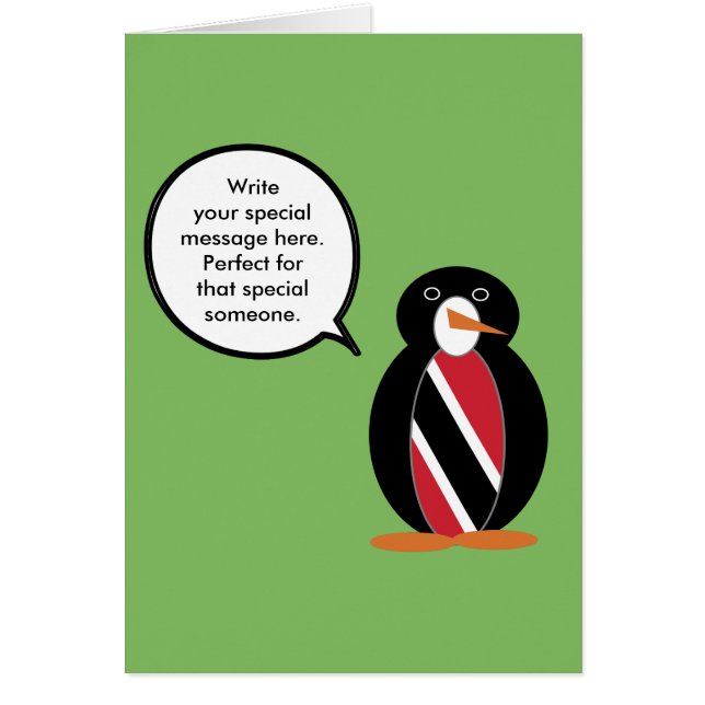Cartão Trinidad Tobago falando Srta. Falando com Penguin  (Frente)