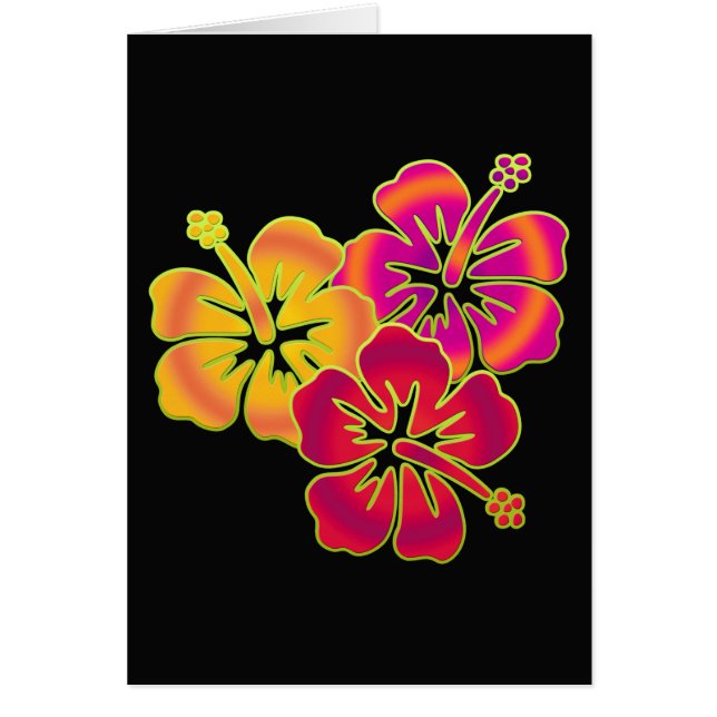 Cartão trio de hibisco | BG preto (Frente)