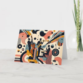 Cartão Trio Psicodélico da Idade do meio século Jazz