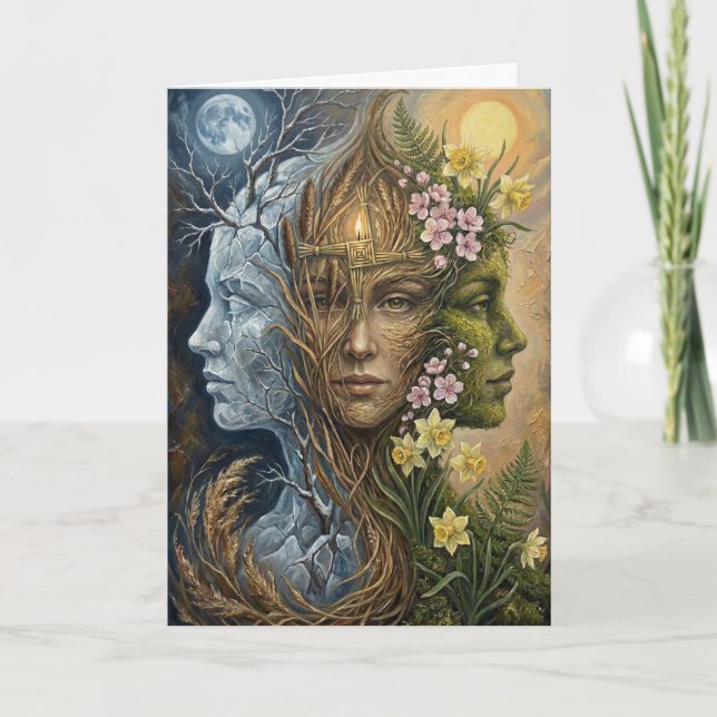 Cartão Triple Goddess Winter to Spring Imbolc Fantasy Art (Frente)