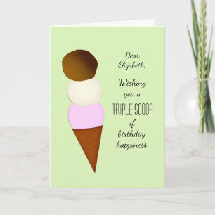 Cartão Triple Scoop adiciona um nome Feliz Aniversário S