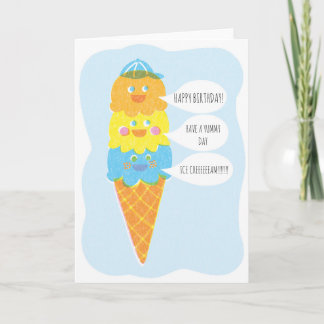 Cartão Triple Scoop Boy Ice Cream Greeting Card