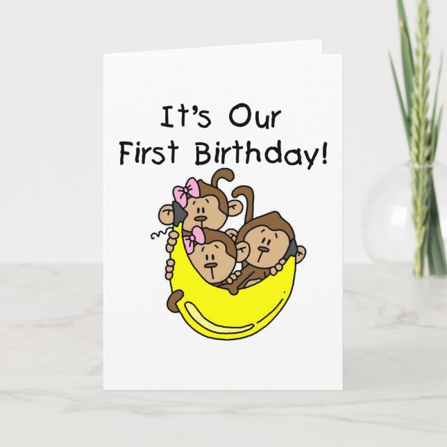 Cartão Triplets 1º - Duas Meninas e Um Menino Camisetas e (Frente)