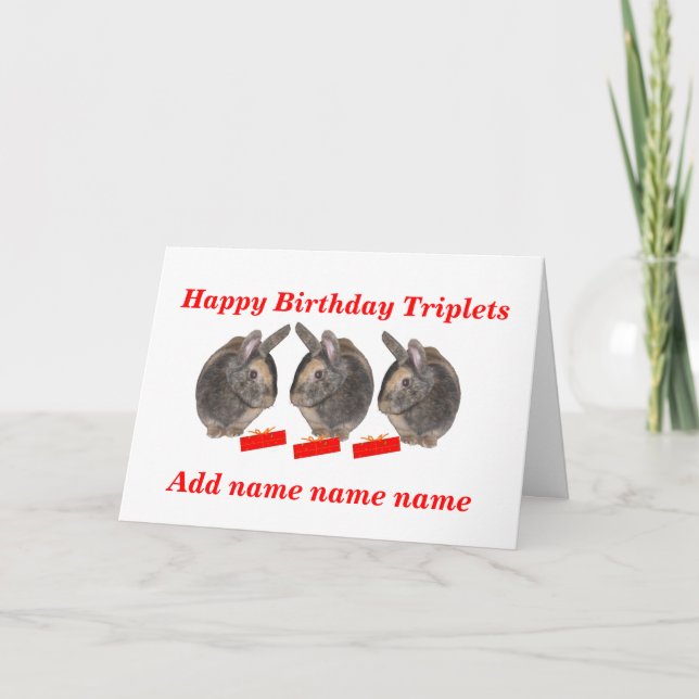 Cartão Triplets Birthday Card, add names (Frente)