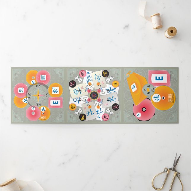 Cartão triplo Mah Jongg Winds (Fora)