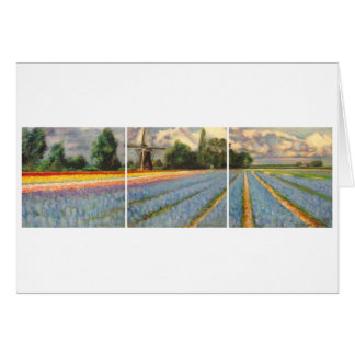 Cartão Triptych da pintura de paisagem dos campos de flor