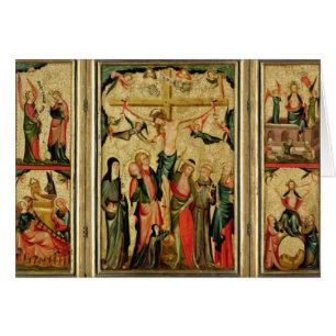 Cartão Triptych que descreve a crucificação do cristo
