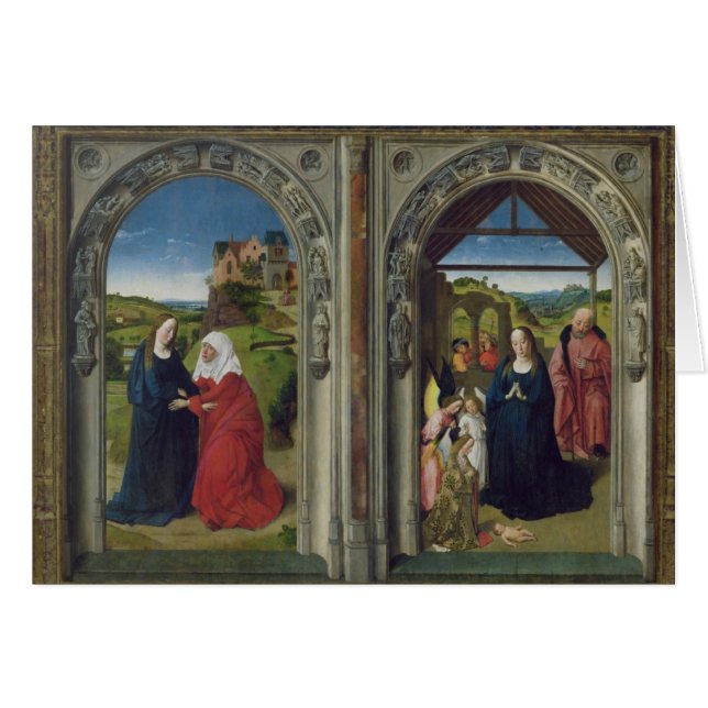 Cartão Triptych que mostra o aviso (Frente Horizontal)