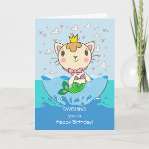 Cartão Trocando você por um feliz aniversário Merkitten P