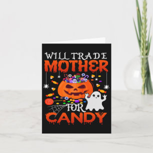 Cartão Trocarei Mãe Por Doces Funny Halloween Crianças B