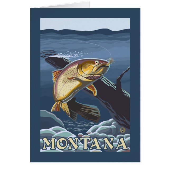 Cartão Troço de pesca de trutas - Montana (Frente)