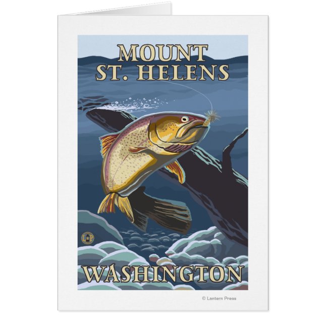 Cartão Troço de pesca de trutas - Ruas. Helens, WA (Frente)