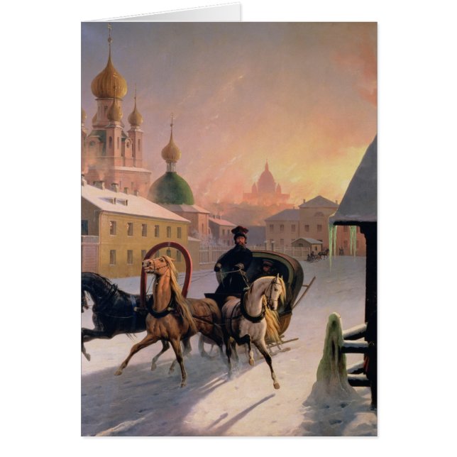 Cartão "troikca" na rua em St Petersburg, 1850s (Frente)