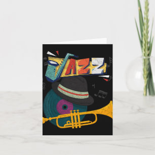 Cartão Trombetas de Jazz Retro Tocador Divertido Festival