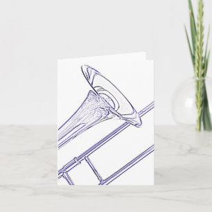 Cartão Trombone Greeting Card Blue Ink Drawing