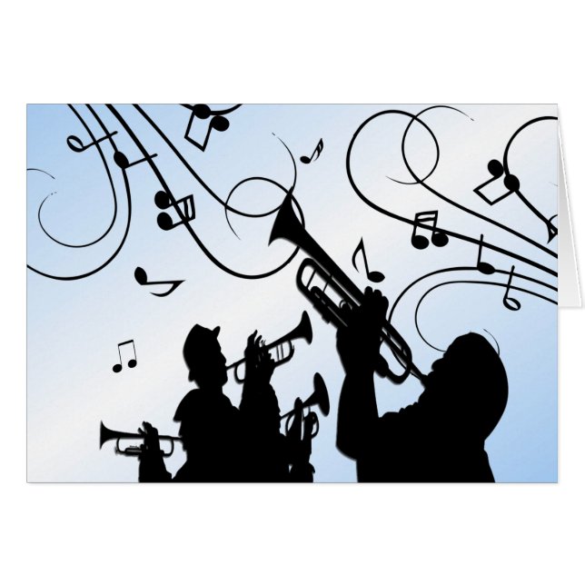 Cartão Trompet Section Blue Music (Frente Horizontal)