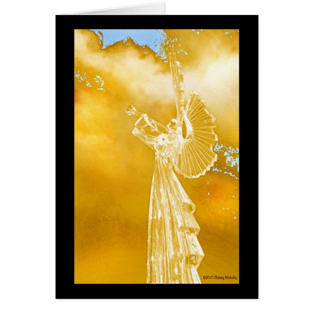 Cartão trompetista dourada do anjo (Frente)