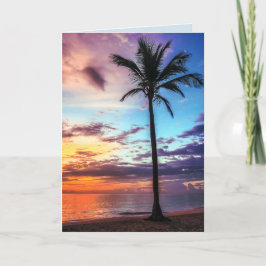 Cartão Tropical Beach Sunset Palm Tree