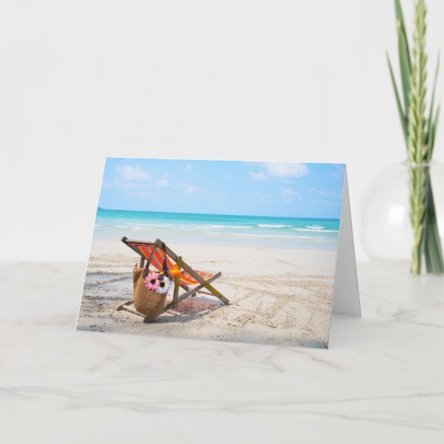 Cartão Tropical Beaches | Beach Chair on Sand (Frente)