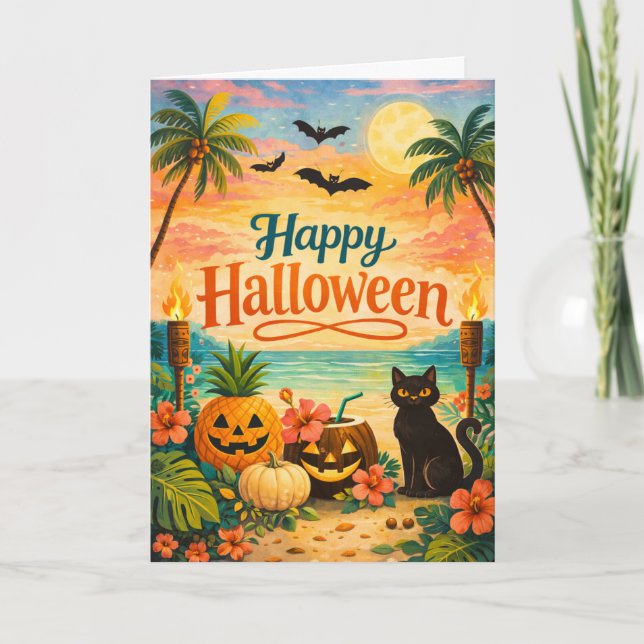 Cartão Tropical Colorful Whimsical Halloween (Frente)