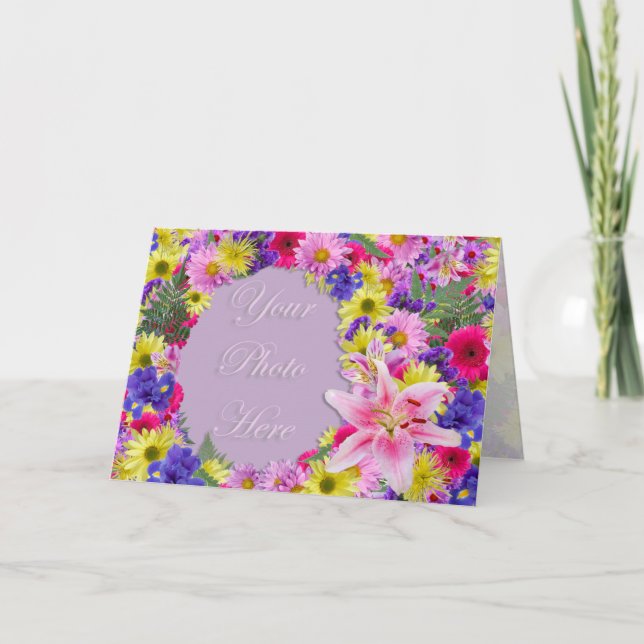 Cartão Tropical Flowers Picture Frame Greeting (Frente)