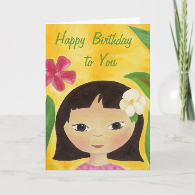 Cartão Tropical Girl birthday card (Frente)