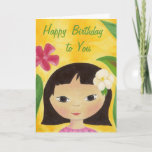Cartão Tropical Girl birthday card<br><div class="desc">Cute birthday card for a girl who likes tropical islands and flowers,  especially Hawaii.</div>