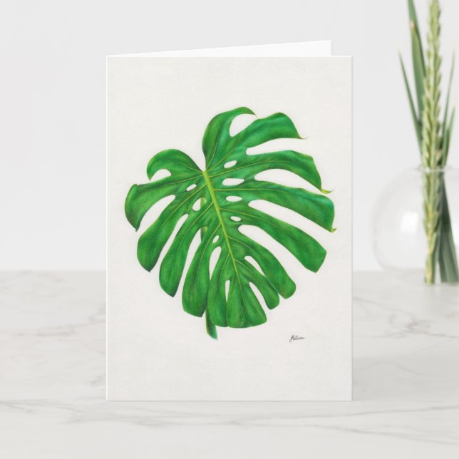 Cartão Tropical Monstera Leaf Greeting Cards (Frente)
