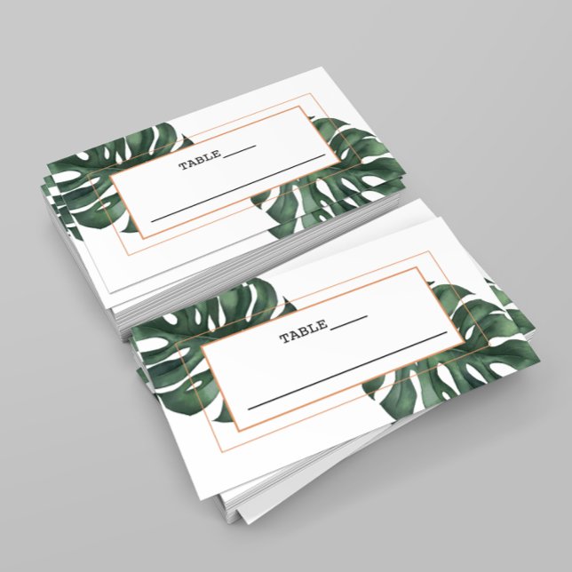 Cartão Tropical Palm Leaf Monstera Place Card (Criador carregado)