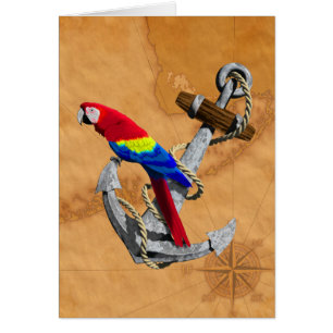Cartão Tropical Parrot And Anchor