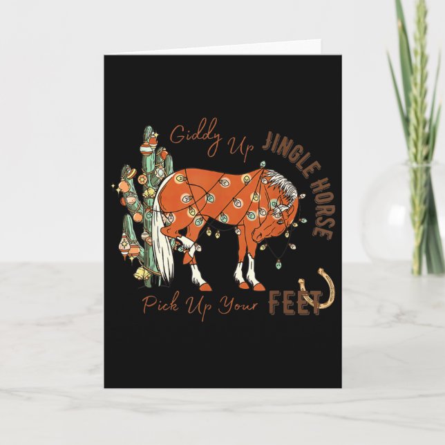 Cartão Trote Alegre Cavalo Tilintante Levanta Os Pés Cact (Frente)