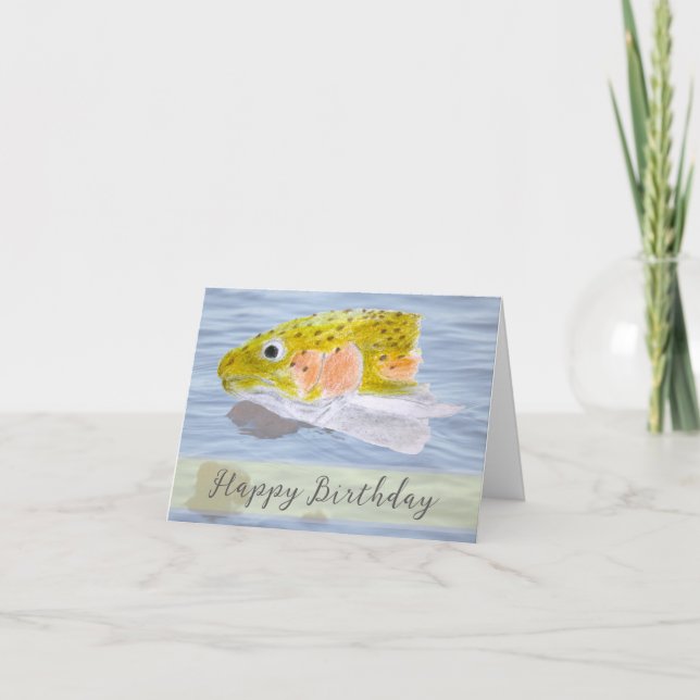 Cartão Trout Fish Wildlife Colored Pencil Birthday (Frente)