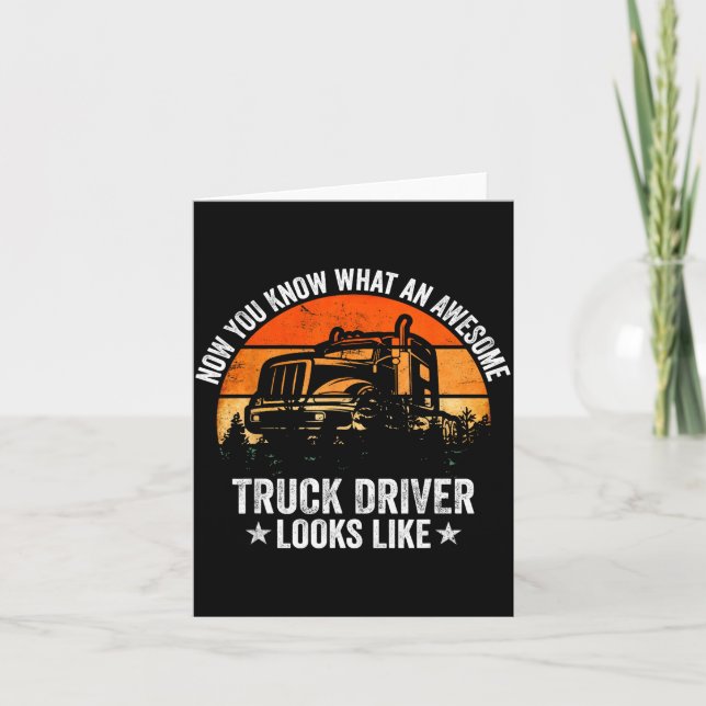 Cartão Truck Driver Art For Men Women Truck Driver Trucki (Frente)