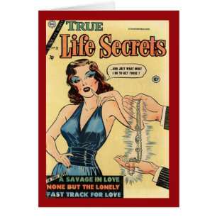 Cartão "True Life Secret" - Placa de Cobrir de Comic Vint