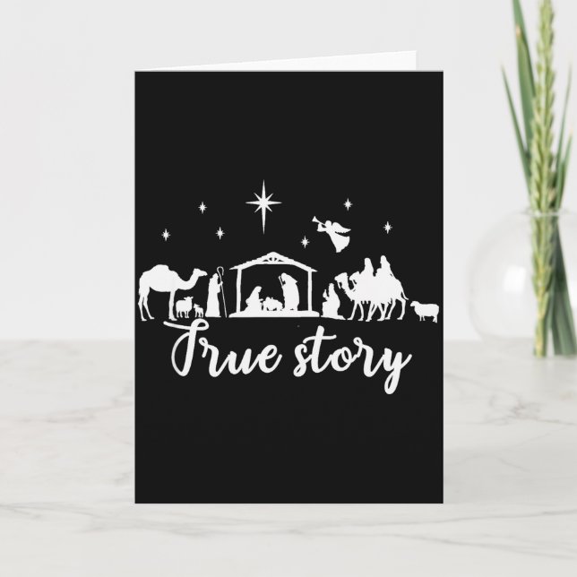 Cartão True Story Christmas Gift Religious Nativity Scene (Frente)