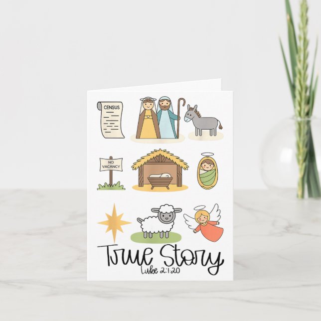 Cartão True Story Jesus Nativity Christian Christmas  (Frente)