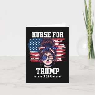 Cartão Trump 2024 Enfermeira Messy Bun America Flag Para